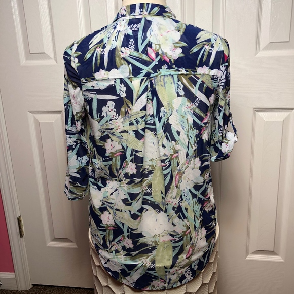 Eden & Olivia Sheer Tropical Shirt Medium - Picture 4 of 8